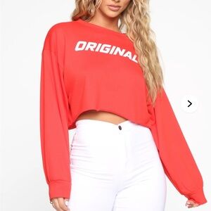 BOGO 🛍️ Fashion Nova Red 'Original' Cropped Sweatshirt